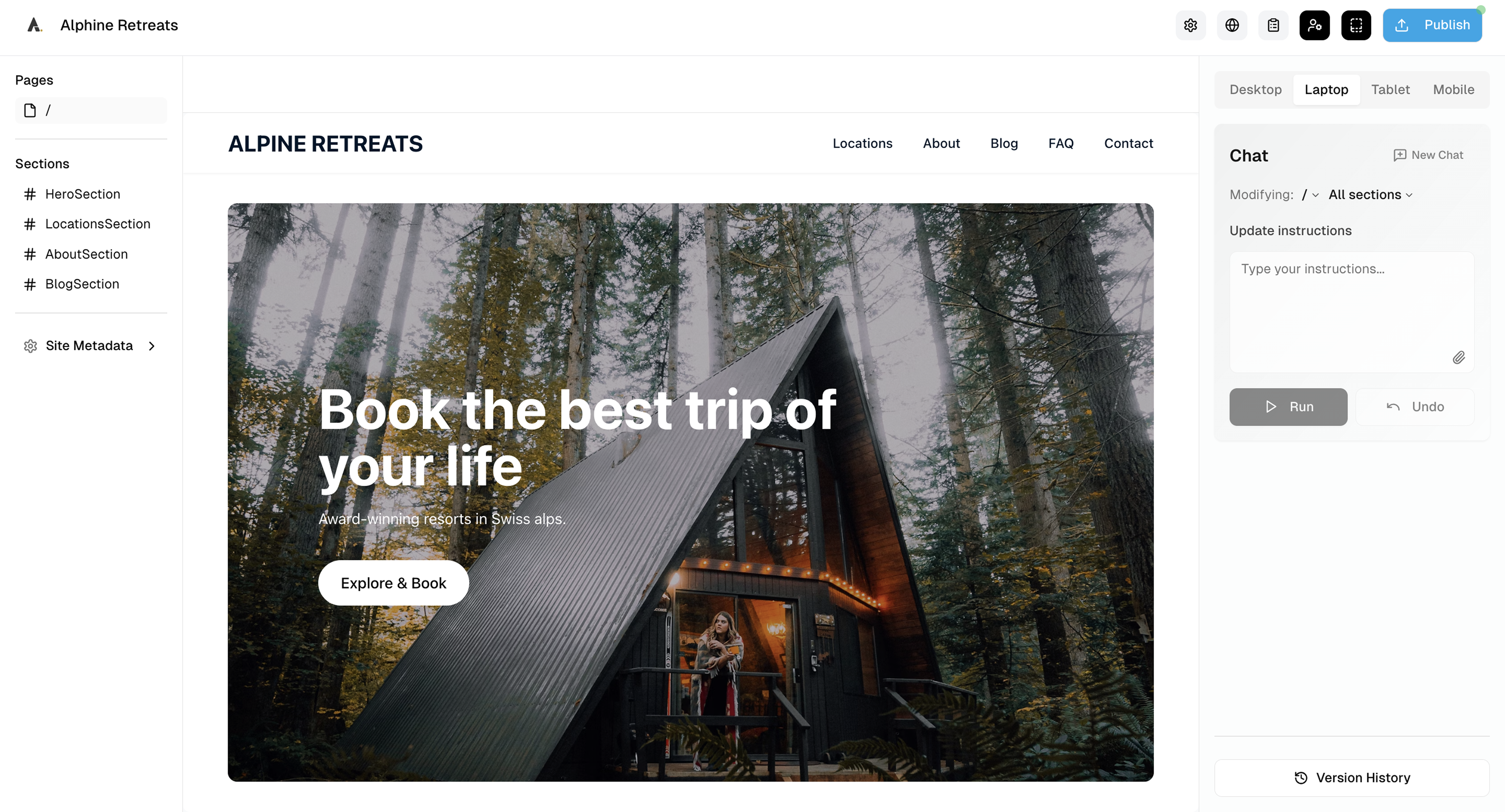 Alpine retreat cabin in the forest