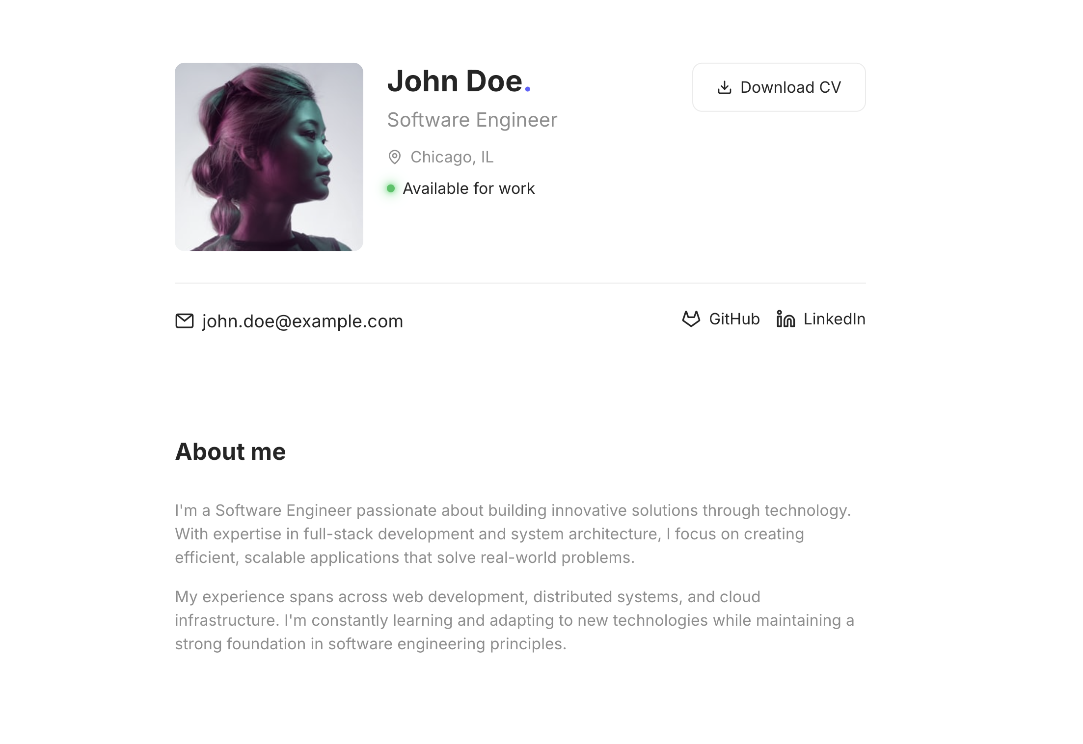 Portfolio website example