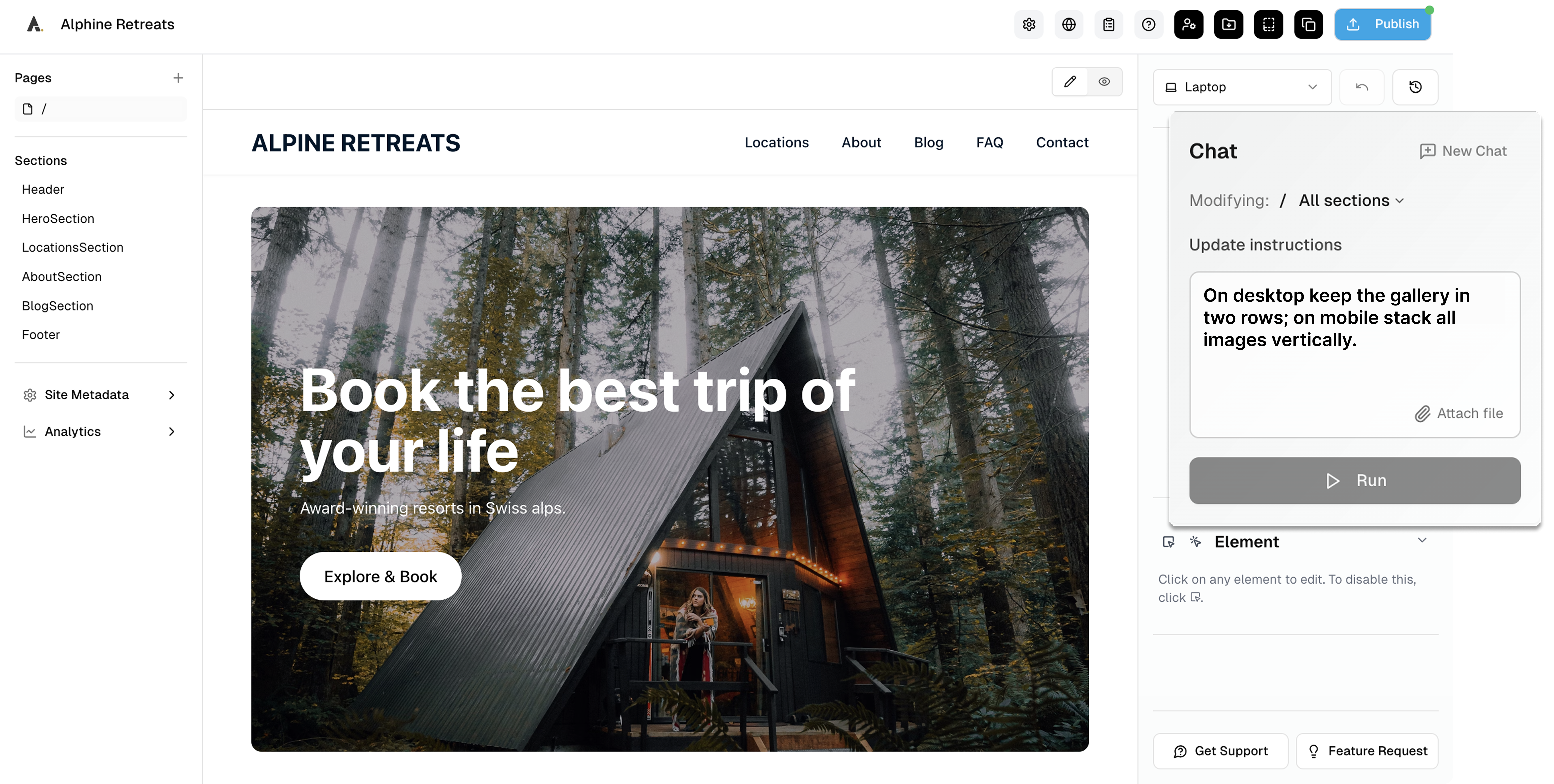 Alpine Retreats cabin in forest