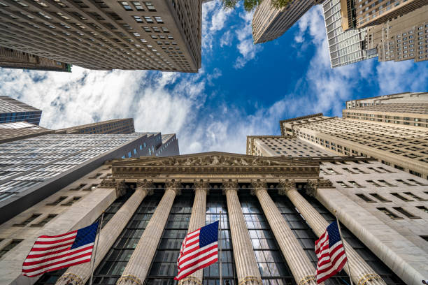 New York Stock Exchange with American flags