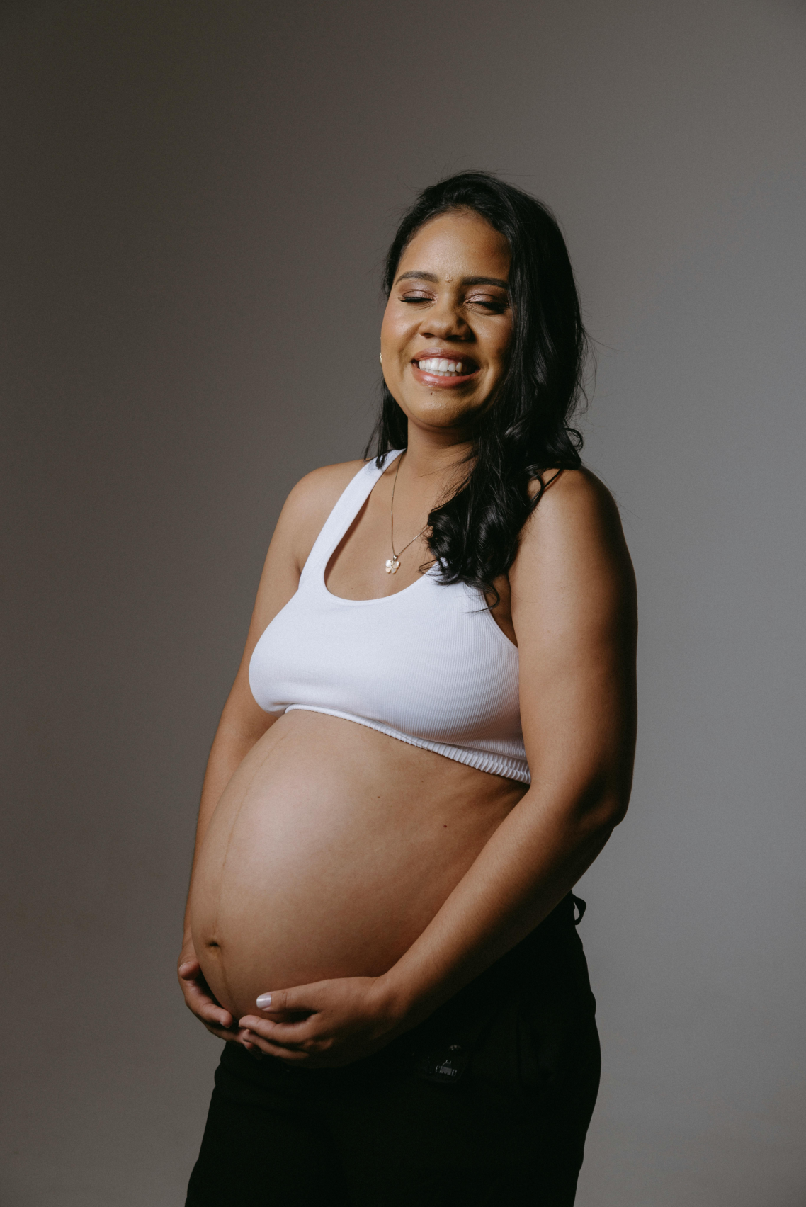 Pregnant woman smiling