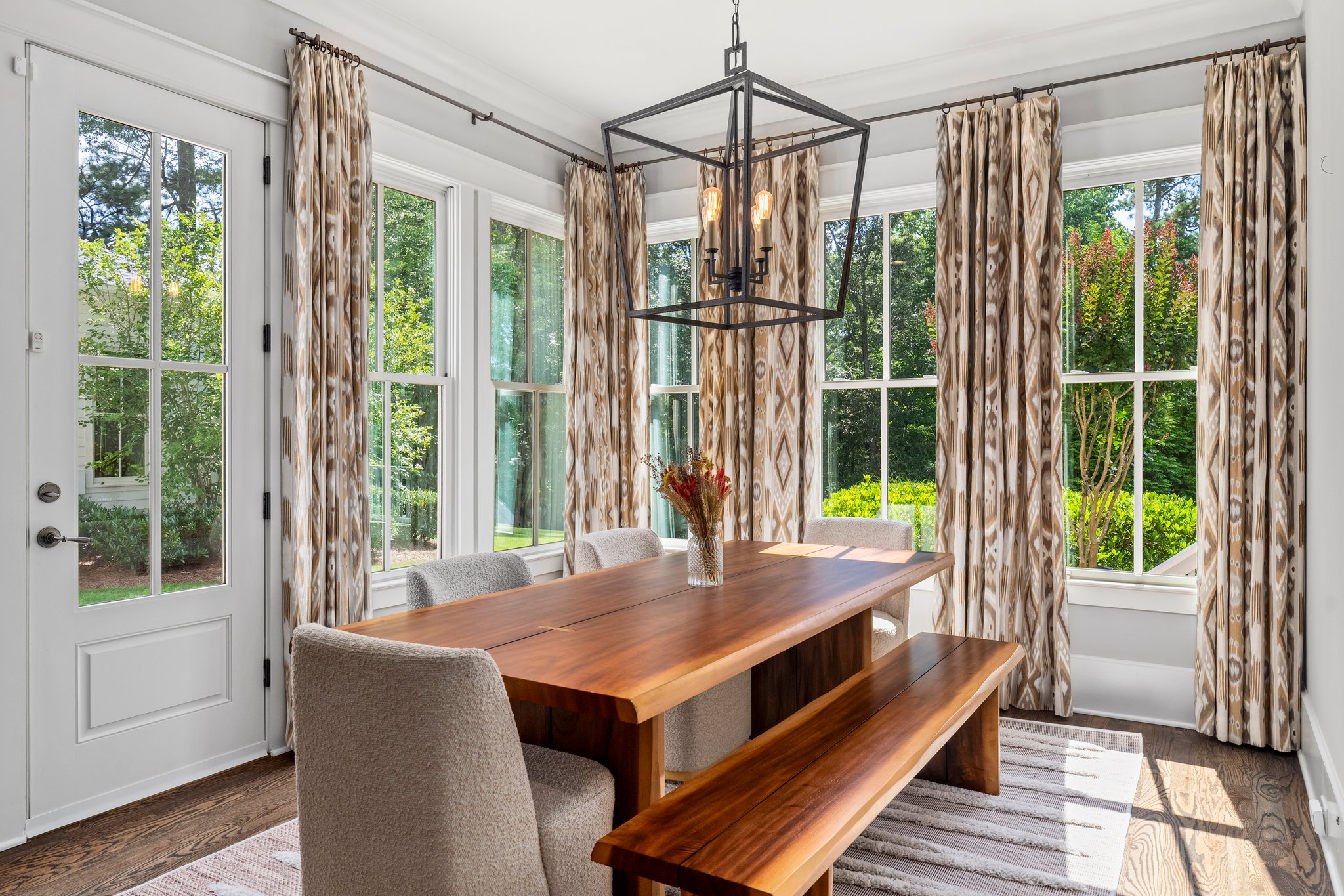 Elegant dining room with wooden table