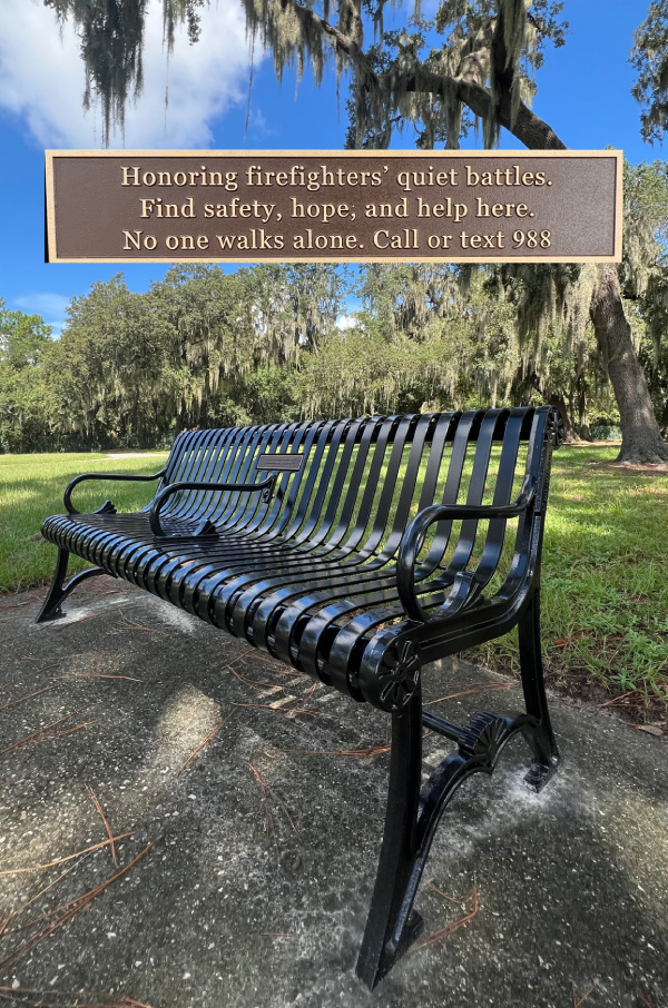 The Bench 988 memorial bench with dedication plaque