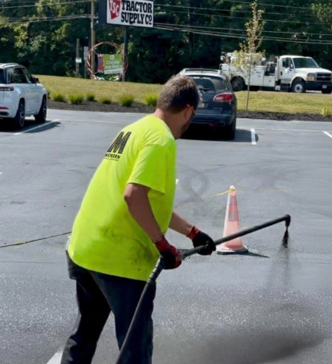 Freshly sealcoated driveway