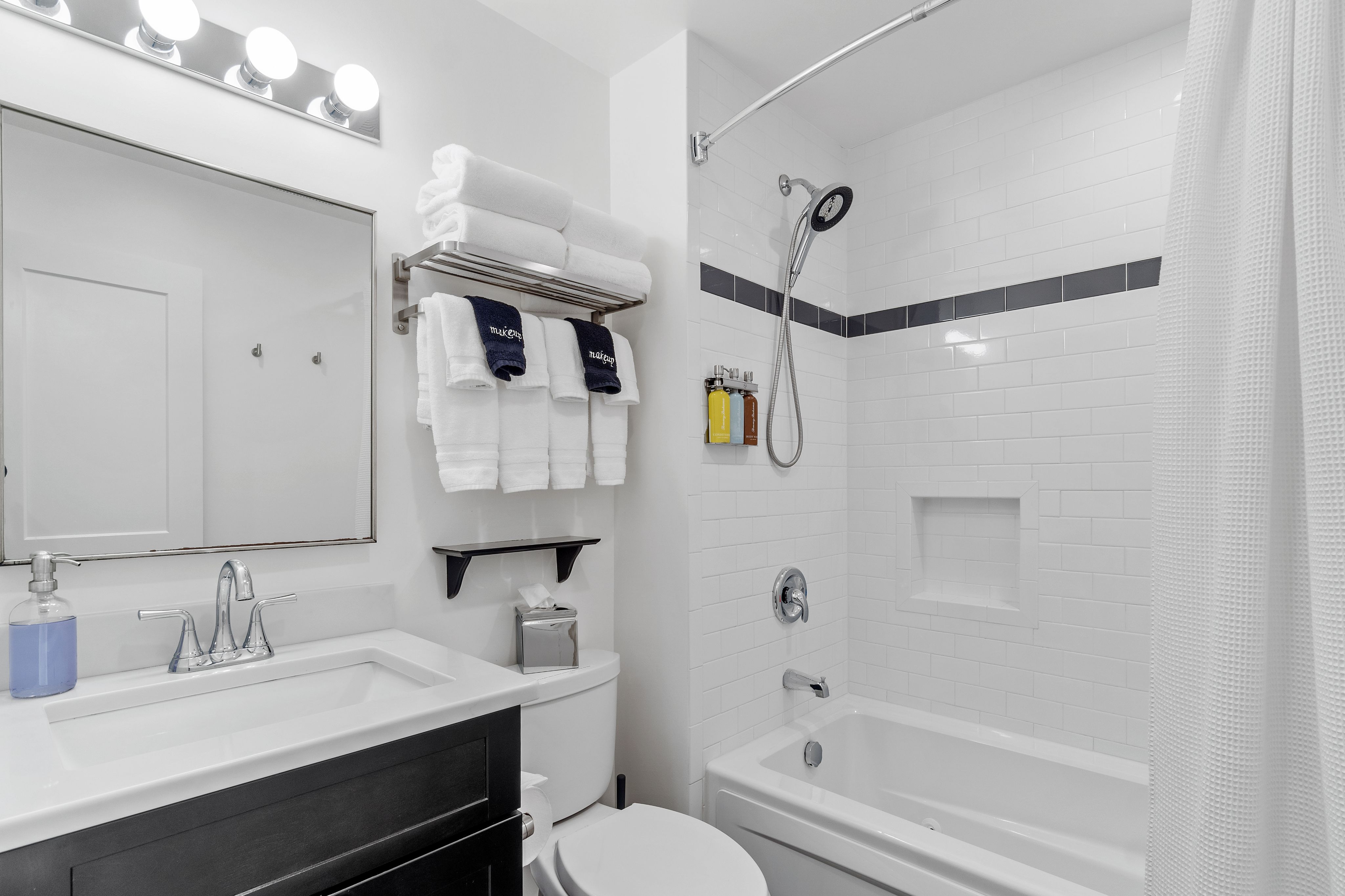 Modern bathroom with white tile