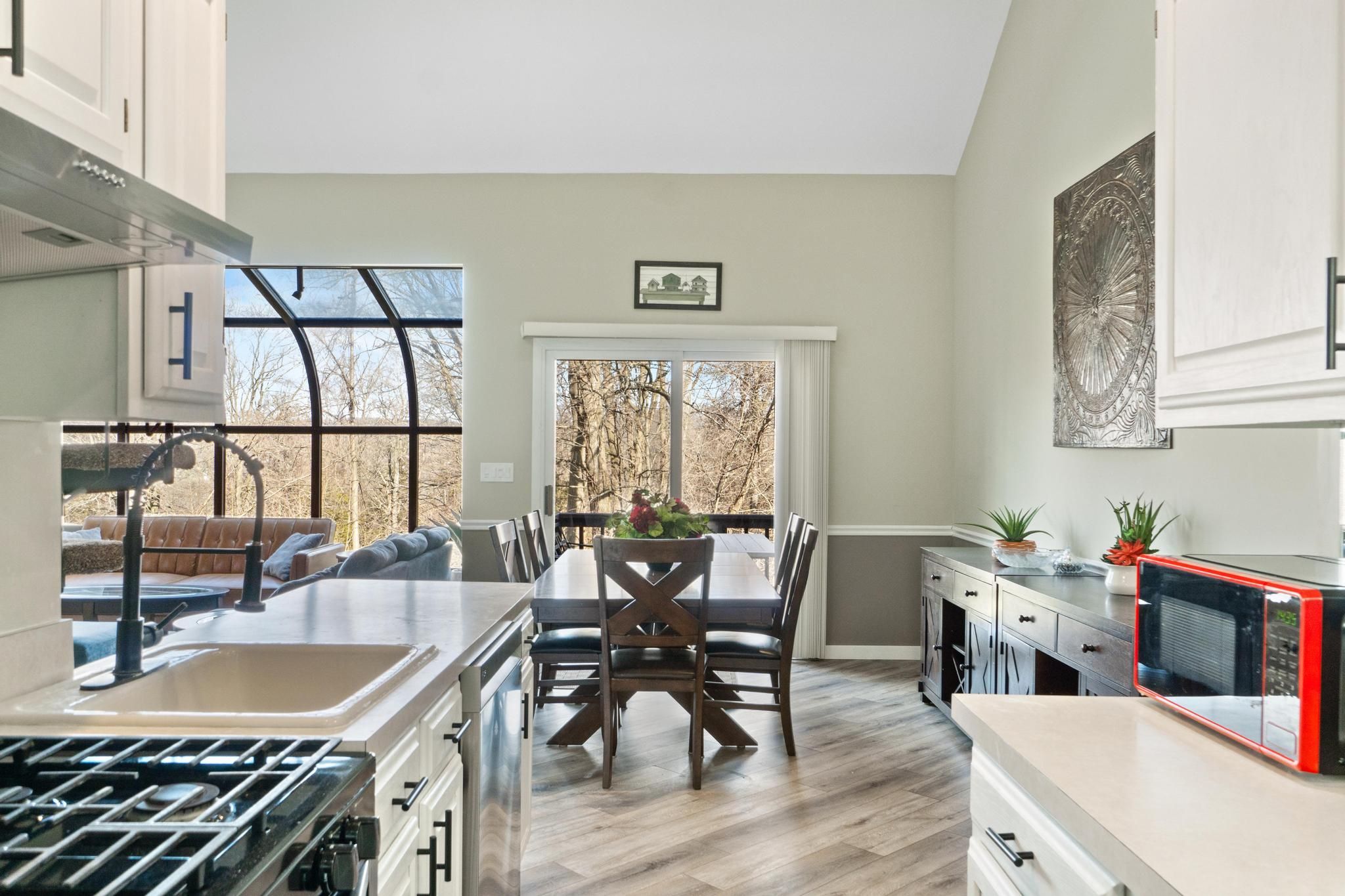 Kitchen and dining area with natural light