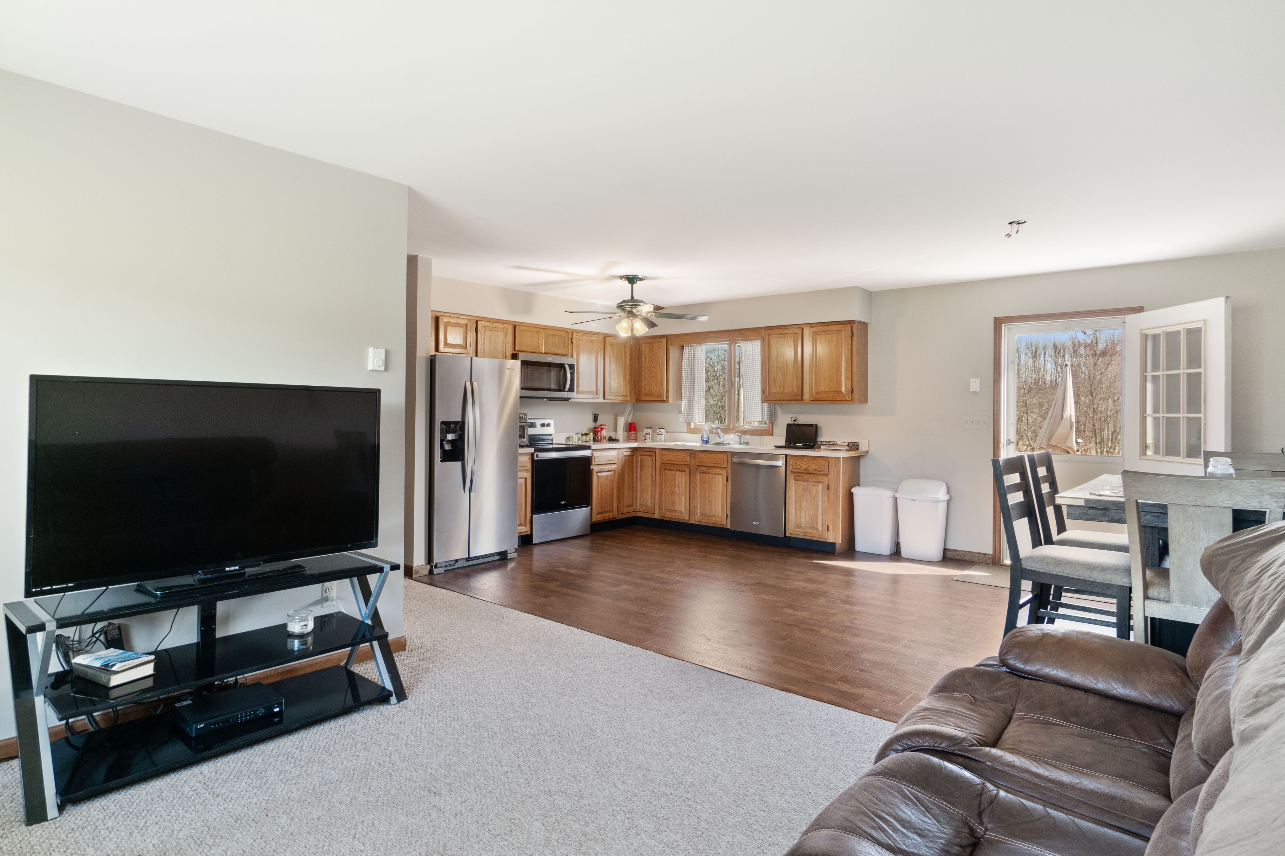 Living room with kitchen view