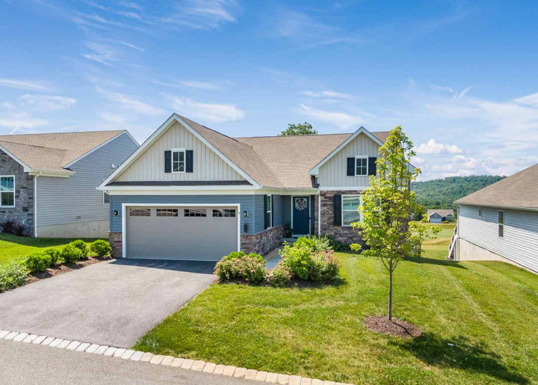 Aerial view of modern suburban home