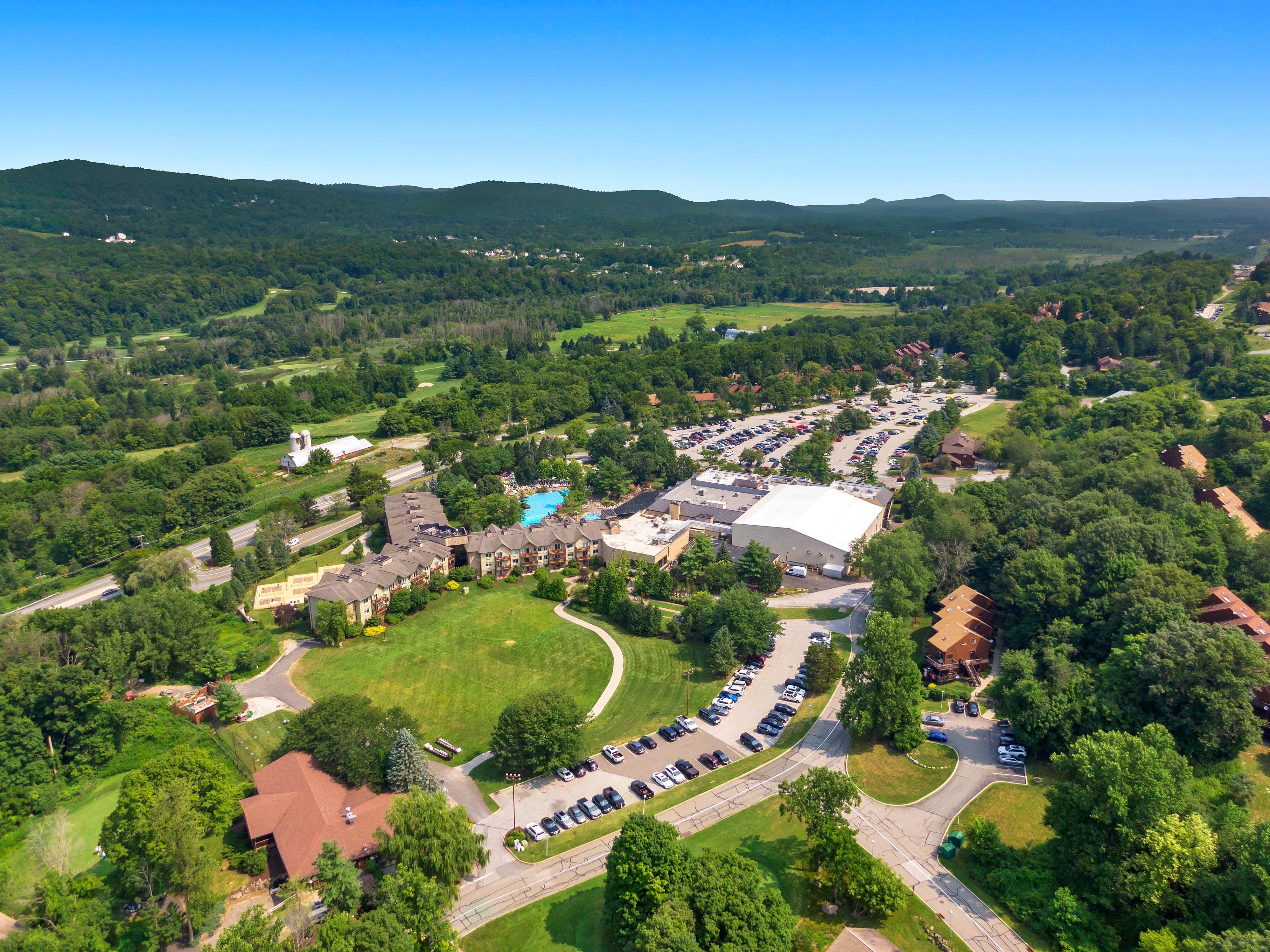 Panoramic aerial view of golf resort