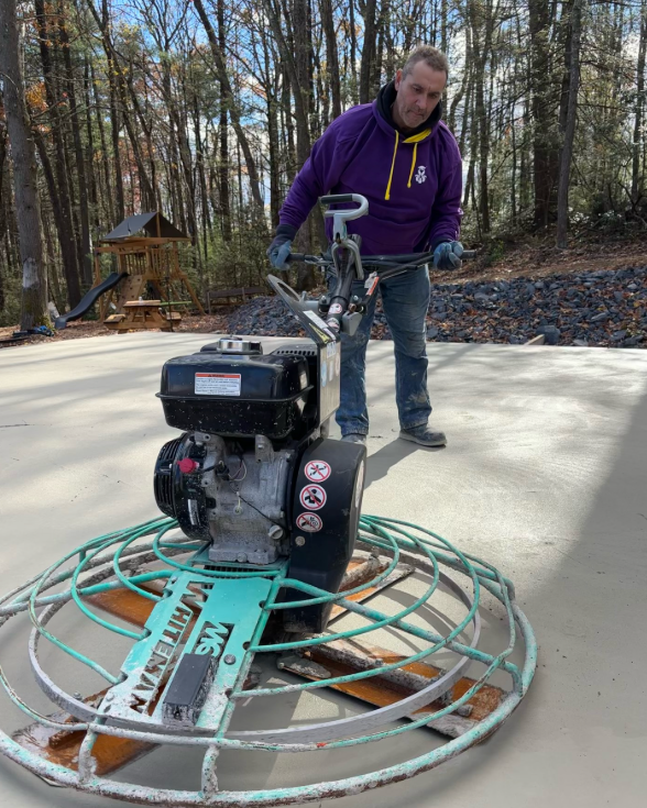 Concrete finishing work in progress