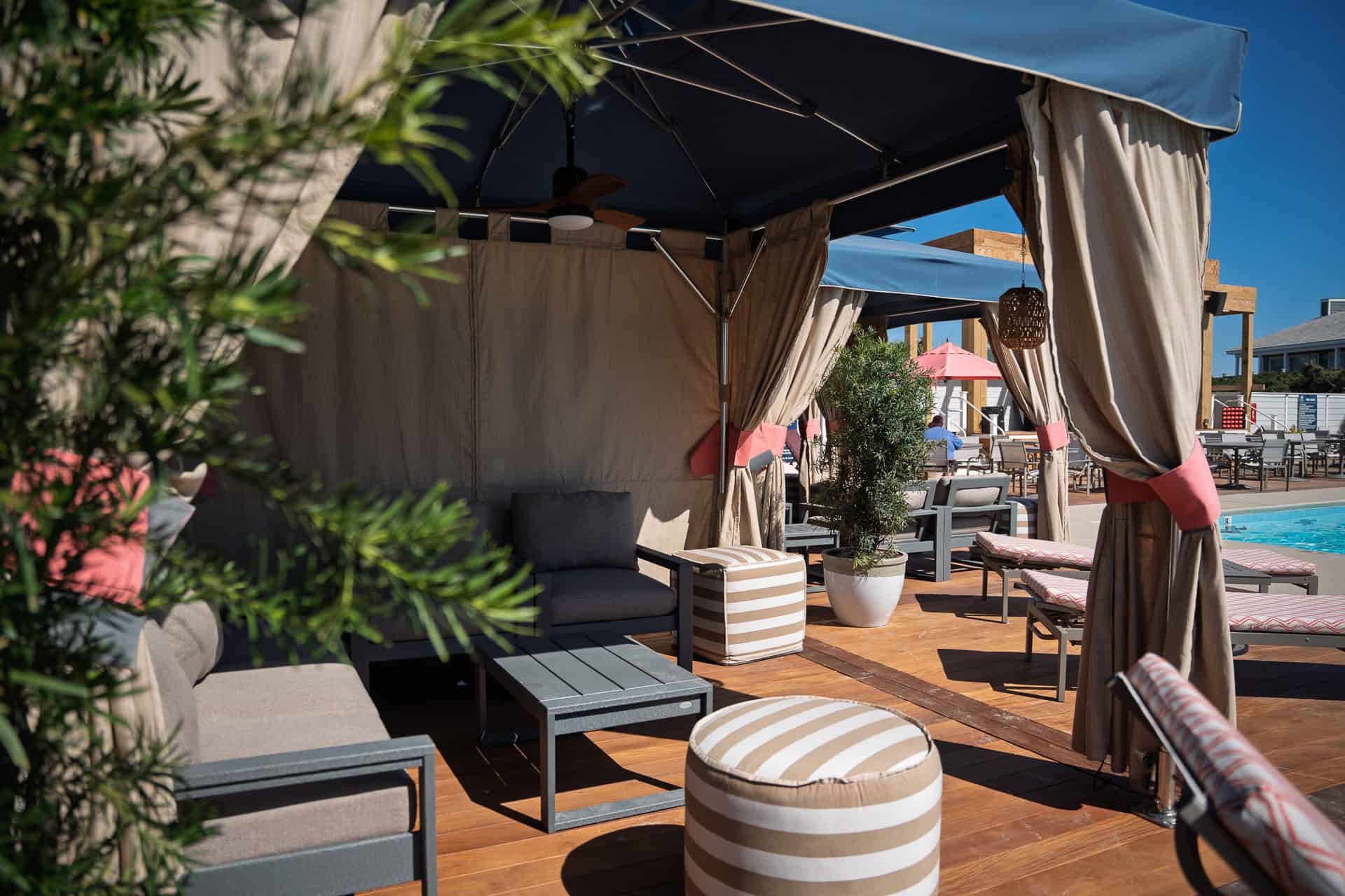 Beach cabanas at Village Beach Club