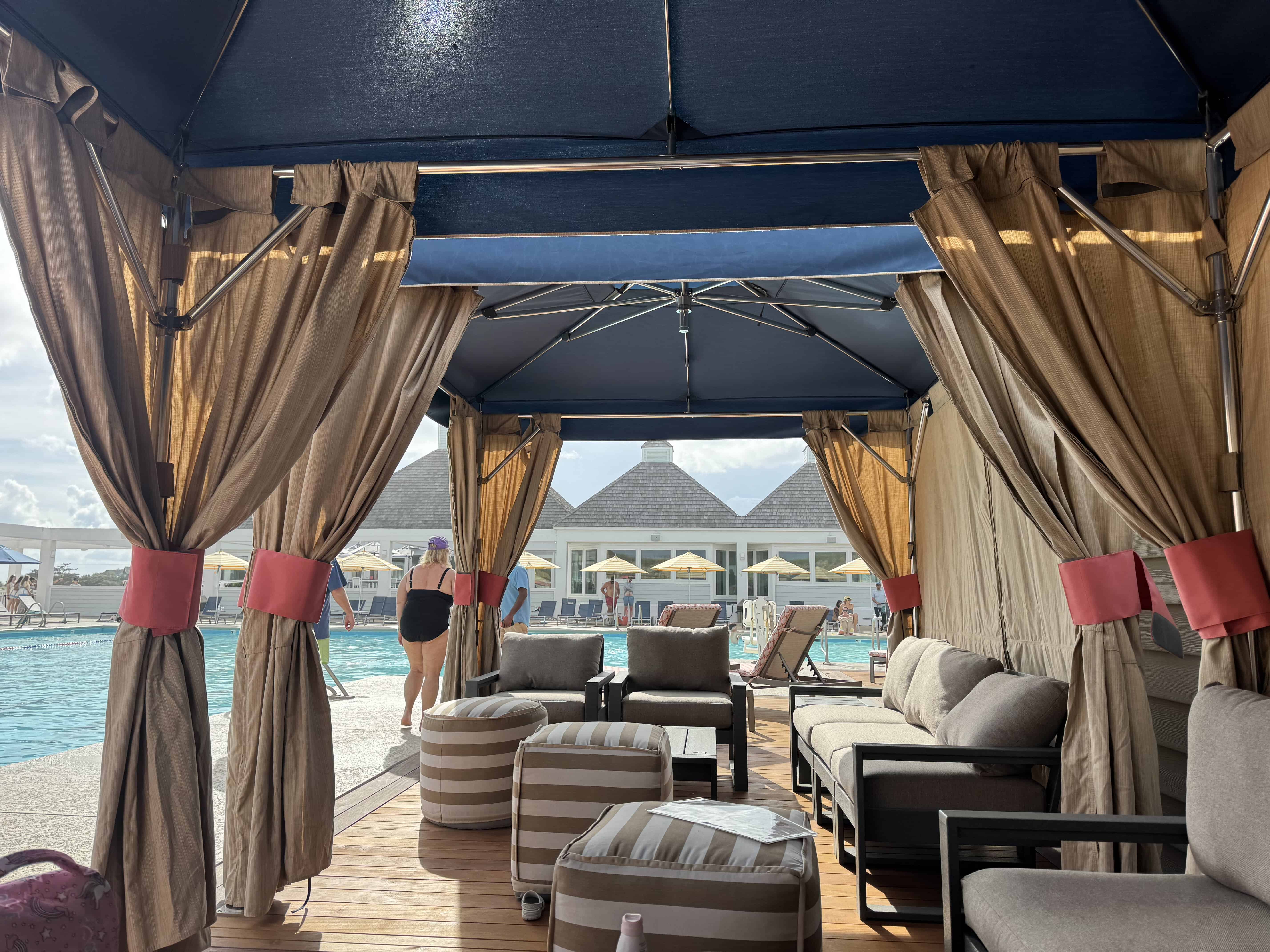Beach chairs and umbrellas
