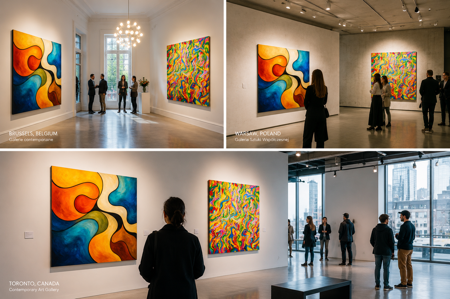 Various Art Exhibitions in Belgium, Poland, and Canada