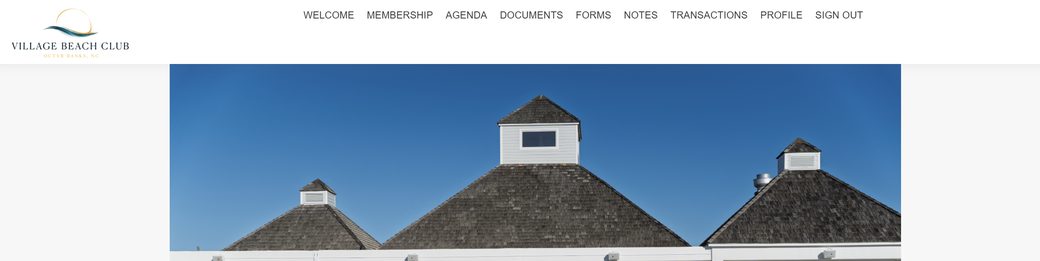 The member portal welcome page and top navigation menu